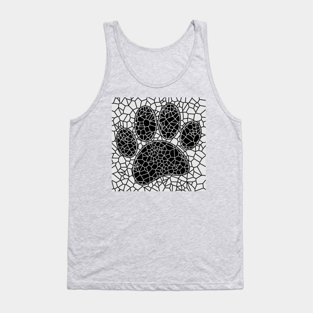 Mosaic Art Dog Paw Print In Black And White Tank Top by Braznyc